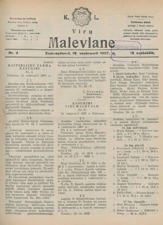 K. L. Viru Malevlane ; 4 1937-02-15