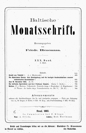 Baltische Monatsschrift ; 8 1883