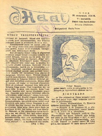 Hääl : kunsti, teaduse ja belletristika kuukiri ; 3-4 1938-02-28