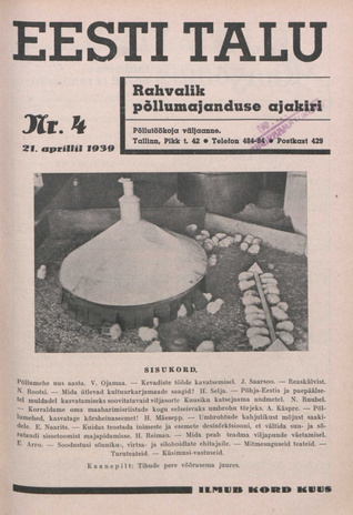 Eesti Talu : rahvalik põllumajanduse ajakiri ; 4 1939-04-21