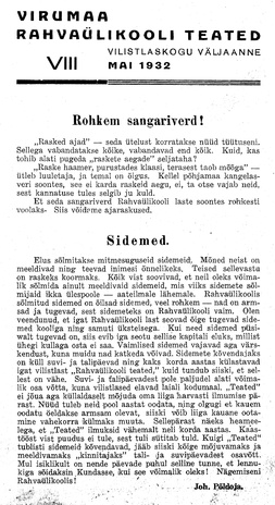 Virumaa Rahvaülikooli Teated ; 8 1932-05