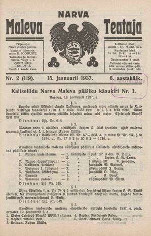 Narva Maleva Teataja ; 2 (119) 1937-01-15