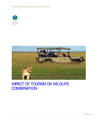 Impact of tourism on wildlife conservation : draft research paper on impact of tourism on wildlife environment