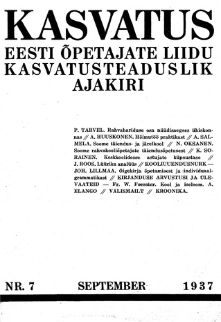 Kasvatus ; 7 1937-09