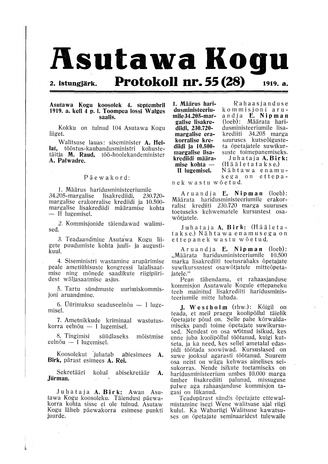 Asutawa Kogu protokoll nr.55 (28) (4. september 1919)