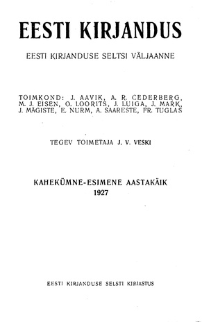 Eesti Kirjandus ; 8 1927