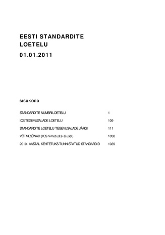 Eesti standardite loetelu ; 01.01.2011