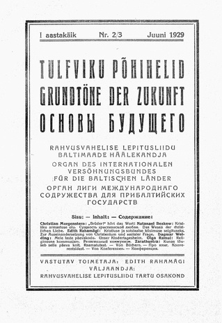 Tuleviku põhihelid = Grundtöne der Zukunft = Основы будущего ; 2/3 1929-06