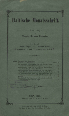 Baltische Monatsschrift ; 1873-01/02
