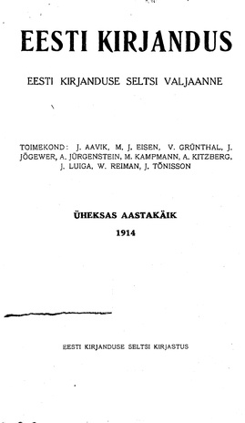 Eesti Kirjandus ; 1 1914