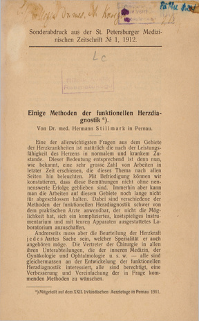 Einige Methoden der funktionellen Herzdiagnostik : Mitgeteilt auf dem XXII. livländischen Aerztetage in Pernau 1911 