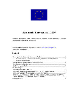 Summaria Europensia : [referaatväljaanne] ; 1 2006