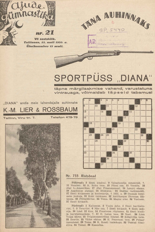 Ajude Gümnastika : ristsõnamõistatuste ajakiri ; 21 1939-05-25