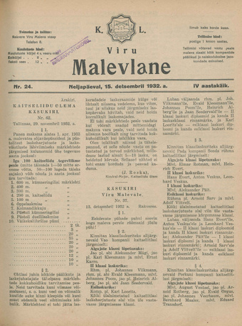 K. L. Viru Malevlane ; 24 1932-12-15