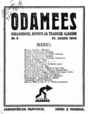 Odamees ; 5 1919-06-15