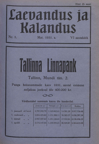 Laevandus ja Kalandus ; 5 1931-05