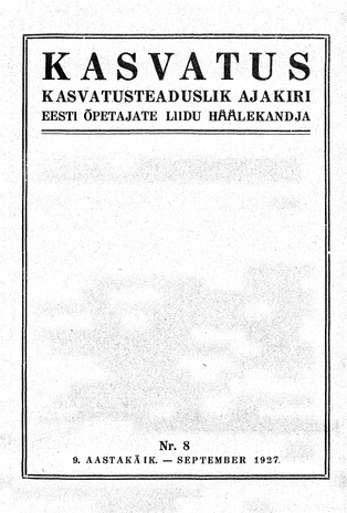 Kasvatus ; 8 1927-09