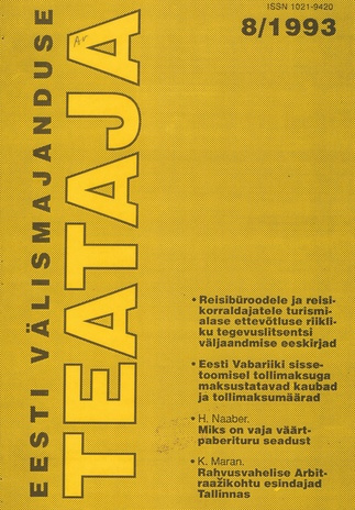 Eesti Välismajanduse Teataja ; 8 1993