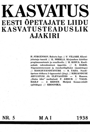 Kasvatus ; 5 1938-05