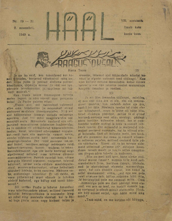 Hääl : kunsti, teaduse ja belletristika kuukiri ; 19-20 1940-11-02