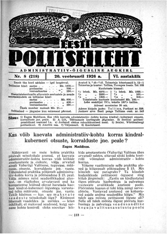 Eesti Politseileht ; 8 1926