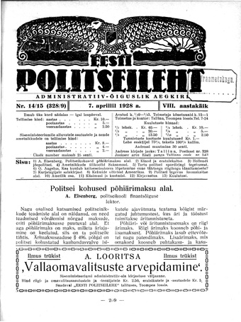 Eesti Politseileht ; 14-15 1928
