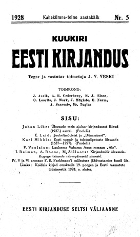 Eesti Kirjandus ; 5 1928