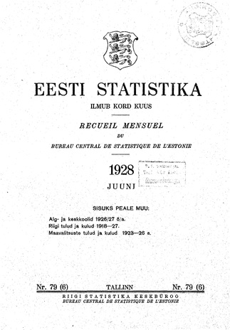 Eesti Statistika : kuukiri ; 79 (6) 1928-06