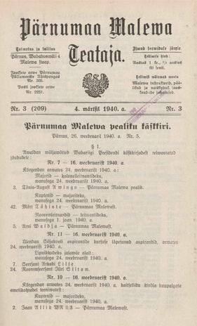 Pärnumaa Maleva Teataja ; 3 (209) 1940-03-04