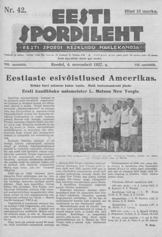 Eesti Spordileht ; 42 1927-11-04