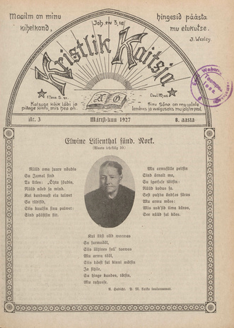 Kristlik Kaitsja : Eesti metodistide häälekandja ; 3 1927-03