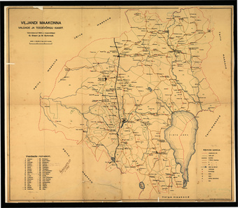 Viljandi maakonna valdade ja teedevõrgu kaart