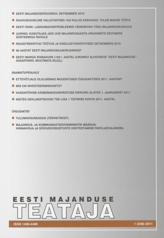 Eesti Majanduse Teataja : majandusajakiri aastast 1991 ; 1 (236) 2011