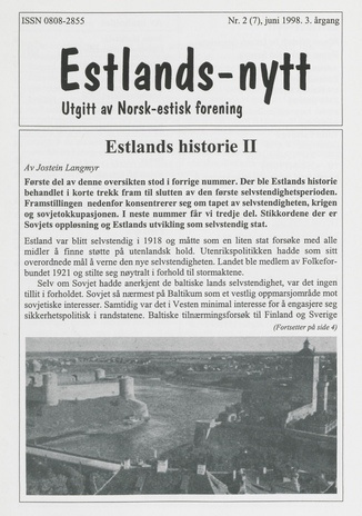 Estlands-nytt : allment tidsskrift for Estlands-interesserte ; 2 (7) 1998-06