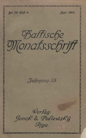 Baltische Monatsschrift ; 9 1913-09
