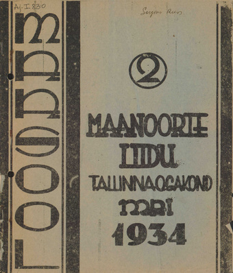 Maasool : Maanoorte Liidu Tallinna osakonna ajakiri ; 2 1934