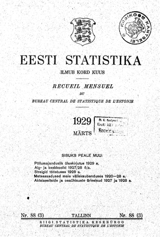 Eesti Statistika : kuukiri ; 88 (3) 1929-03