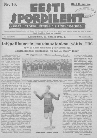 Eesti Spordileht ; 16 1925-04-22