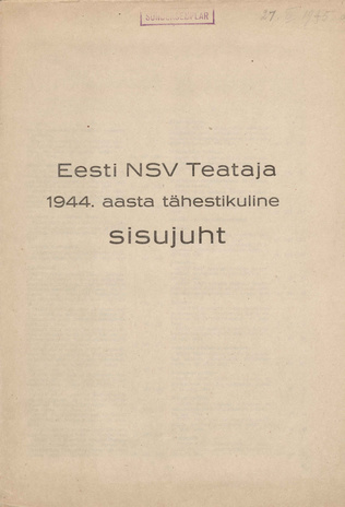Eesti NSV Teataja 1944. aasta tähestikuline sisujuht