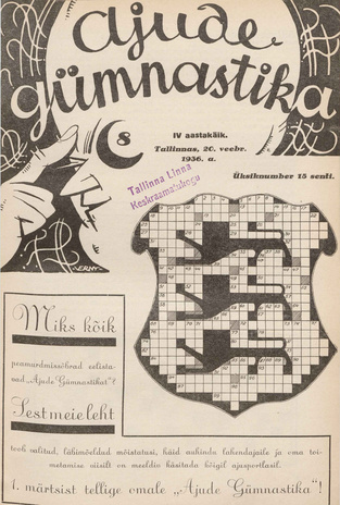 Ajude Gümnastika : ristsõnamõistatuste ajakiri ; 8 1936-02-20