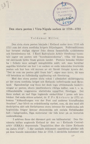 Den stora pesten i Viru-Nigula socken år 1710-1711