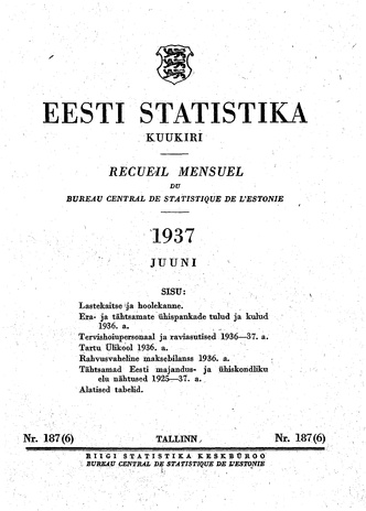 Eesti Statistika : kuukiri ; 187 (6) 1937-06