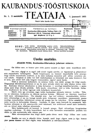 Kaubandus-tööstuskoja Teataja ; 1 1935-01-01