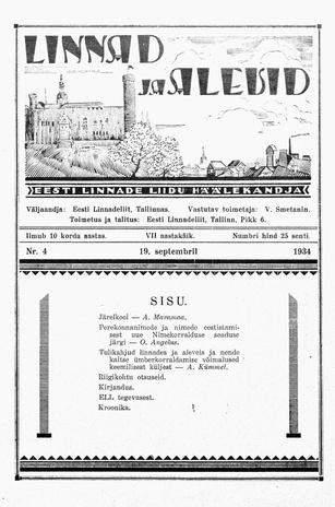 Linnad ja Alevid ; 4 1934-09-19