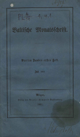 Baltische Monatsschrift ; 1 1861-07