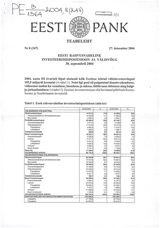 Eesti Pank : teabeleht ; 8 (247) 2004-12-27