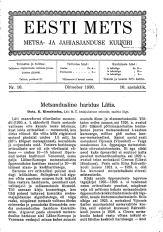 Eesti Mets ; 10 1930