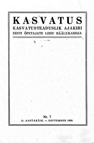 Kasvatus ; 7 1929-09