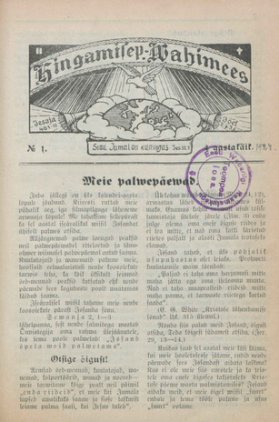 Hingamispäeva Vahimees ; 1 1924