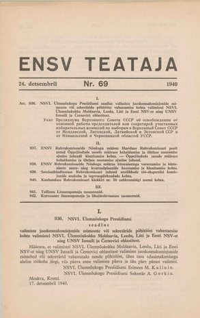 Eesti NSV Teataja ; 69 1940-12-24